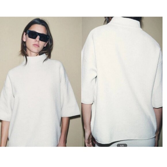 New! Zara Cream Oversized Mock Neck Sweater 37486 - Picture 1 of 10